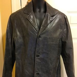 Andrew Marc Gray Leather Jacket Sz Large
